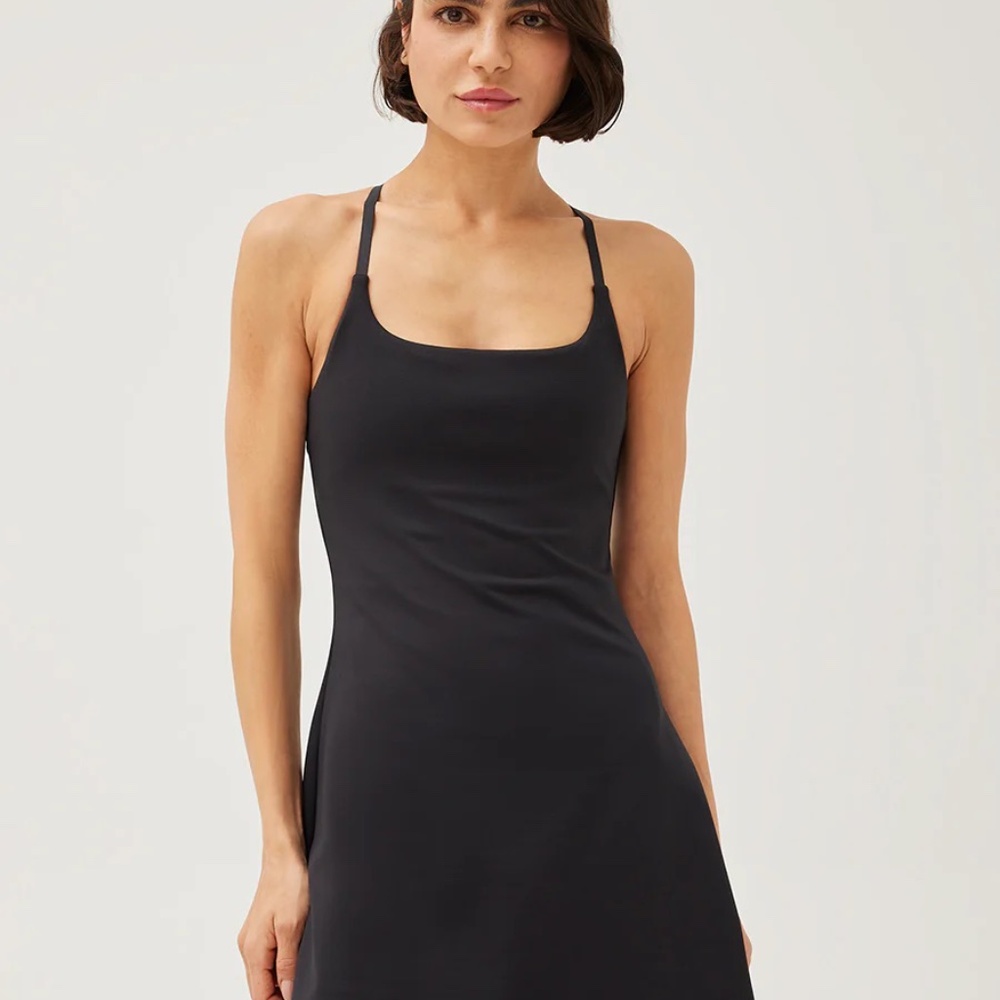 Outdoor Voices Black Slip Dress with Thin Straps
